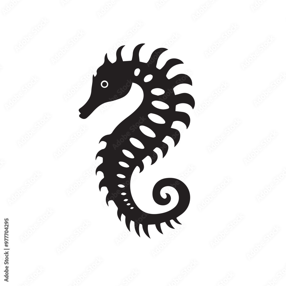 Fototapeta premium Seahorse in cartoon, doodle style . Image for t-shirt, web, mobile apps and ui. Isolated 2d vector illustration in logo, icon, sketch style, Eps 10, black and white. AI Generative