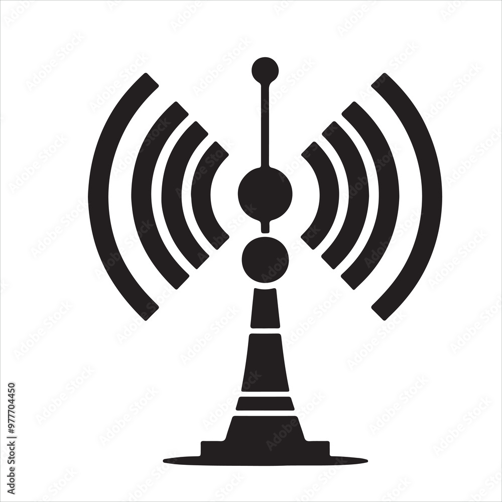 Antenna icon silhouette on white background
Antenna icon silhouette on white background