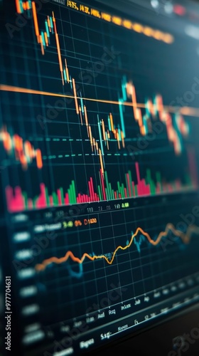 financial stock chart display screen business concept
