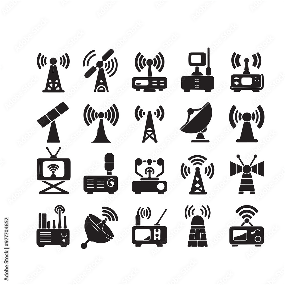 Antenna icon silhouette on white background
Antenna icon silhouette on white background