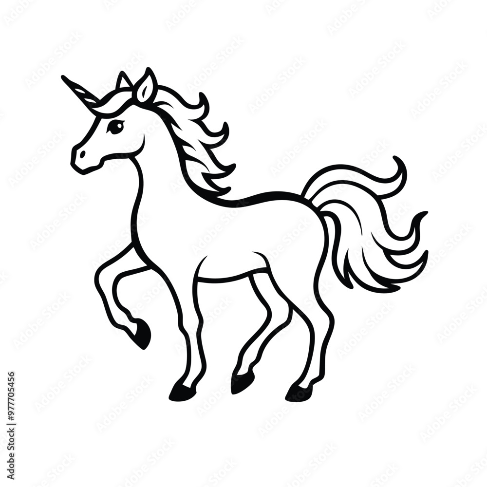 a unicorn, silhouette vector art illustration clipart, isolated white background a unicorn, silhouette vector art illustration clipart, isolated white background