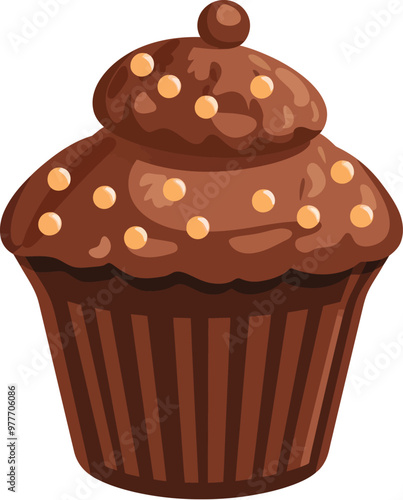 Muffin Cup Cake Flat Vector