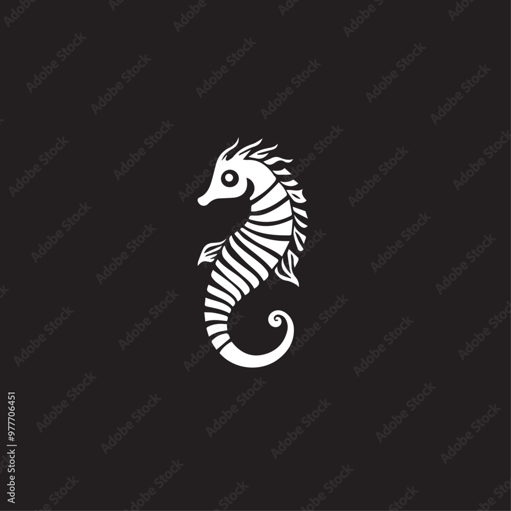Fototapeta premium Seahorse in cartoon, doodle style . Image for t-shirt, web, mobile apps and ui. Isolated 2d vector illustration in logo, icon, sketch style, Eps 10, black and white. AI Generative
