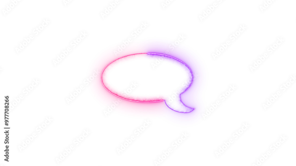 Word balloon icon neon glow on transparent background pink purple color Word balloon icon neon glow on transparent background pink purple color