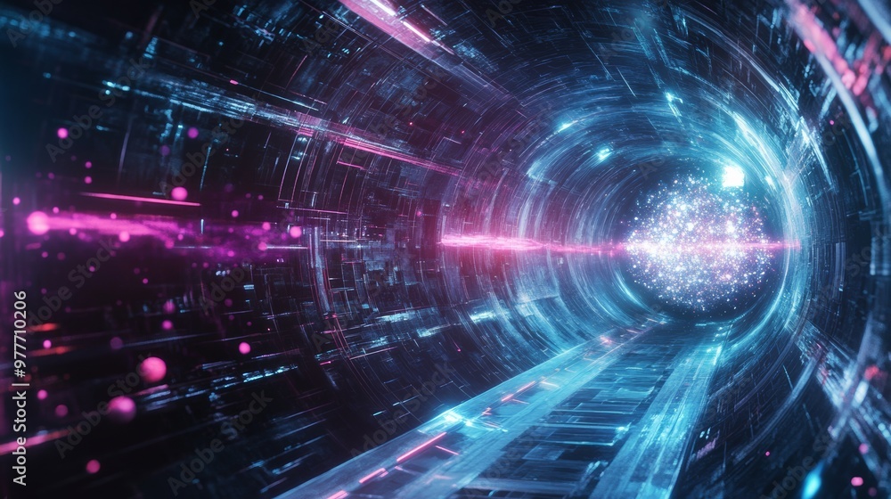 Fototapeta premium Futuristic Tunnel With Glowing Lights.