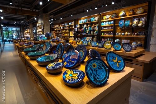 Lisbon shopping center filled with local artisans showcasing Portuguese crafts, ceramics, and souvenirs photo