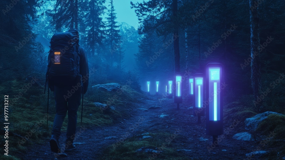 Mysterious Night Hike in the Forest. Mysterious Night Hike in the Forest.