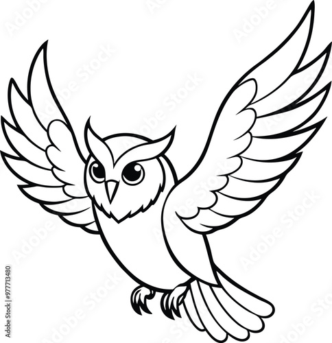 Owl bird line art vector illustration perfect for minimal owl logos and wise owl character illustrations photo