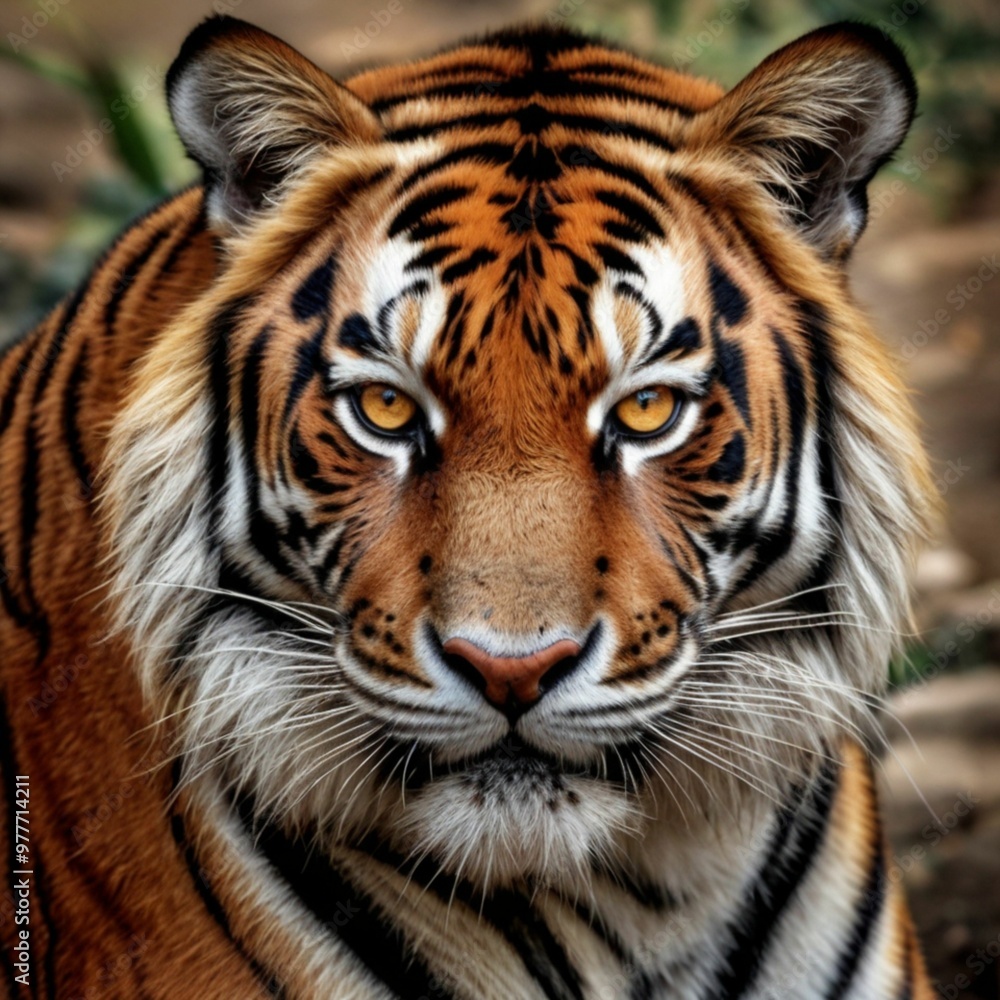 Beautiful Realistic Close Up Tiger Head