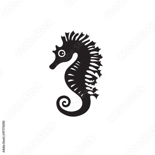 Seahorse in cartoon, doodle style . Image for t-shirt, web, mobile apps and ui. Isolated 2d vector illustration in logo, icon, sketch style, Eps 10, black and white. AI Generative photo