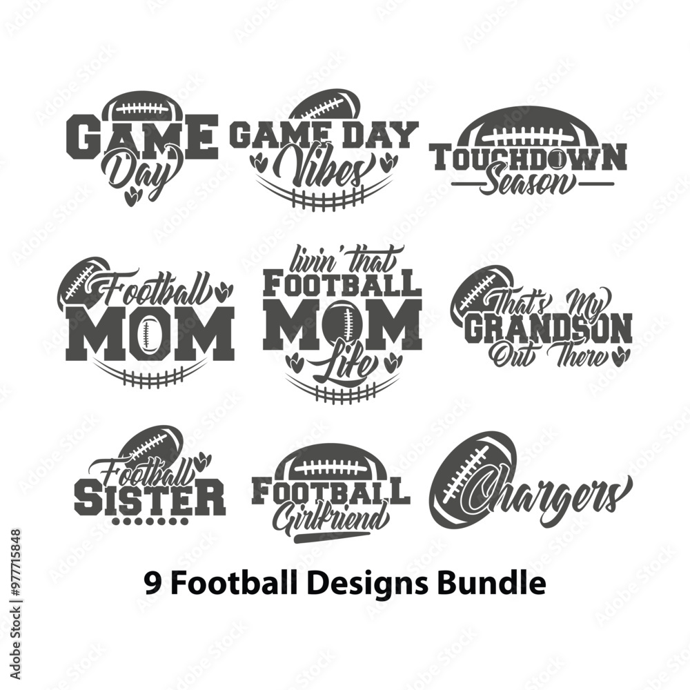 9 Football Designs Bundle 9 Football Designs Bundle