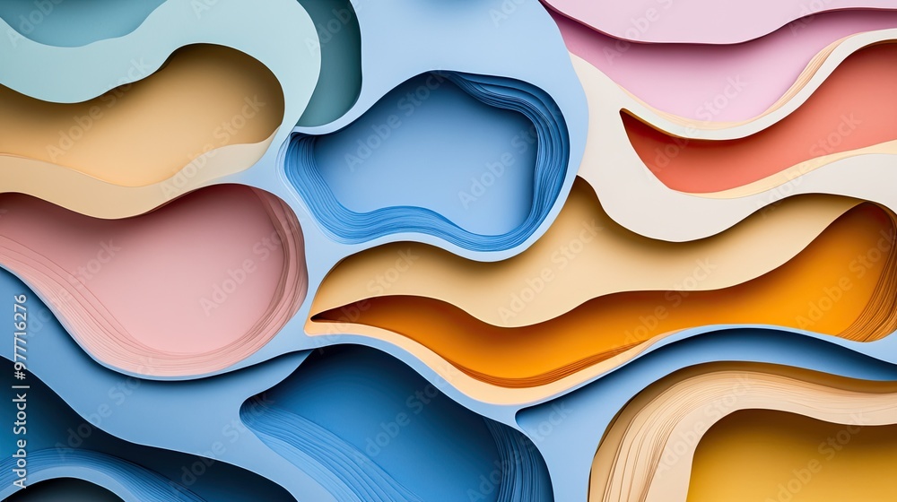 An abstract paper cutout scene with bold shapes in muted colors, providing ample space in the center for copy or branding. An abstract paper cutout scene with bold shapes in muted colors, providing ample space in the center for copy or branding.