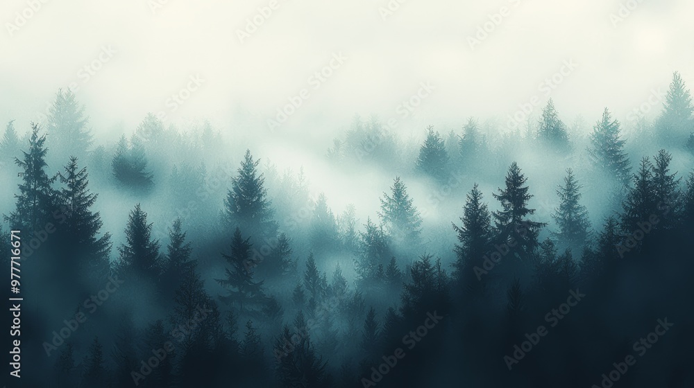 Misty Forest Landscape. Misty Forest Landscape.