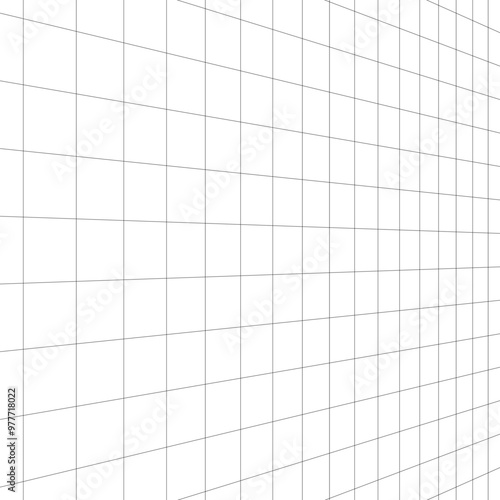 Vector illustration of lines intersecting each other in three dimensional grid-like pattern. Blueprint for plans, layouts, or decorative elements in design and architecture. Geometric background for r