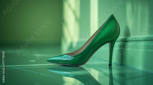 Green Female shoes in fashion concept photo