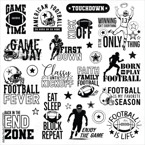 Football Clipart and Quotes Vector Set