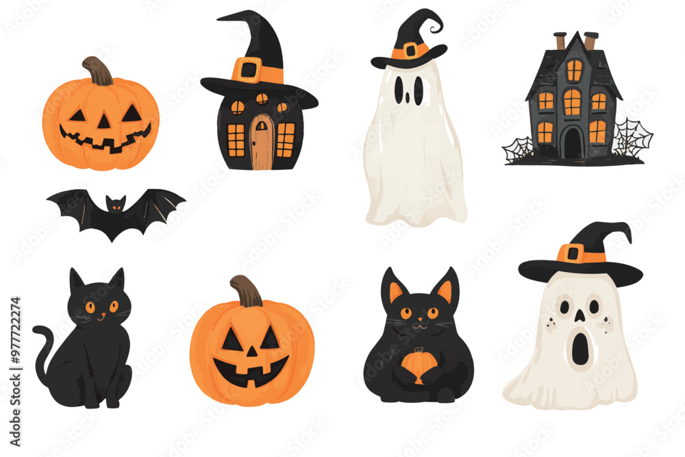 Halloween element collection on white background Halloween element collection on white background