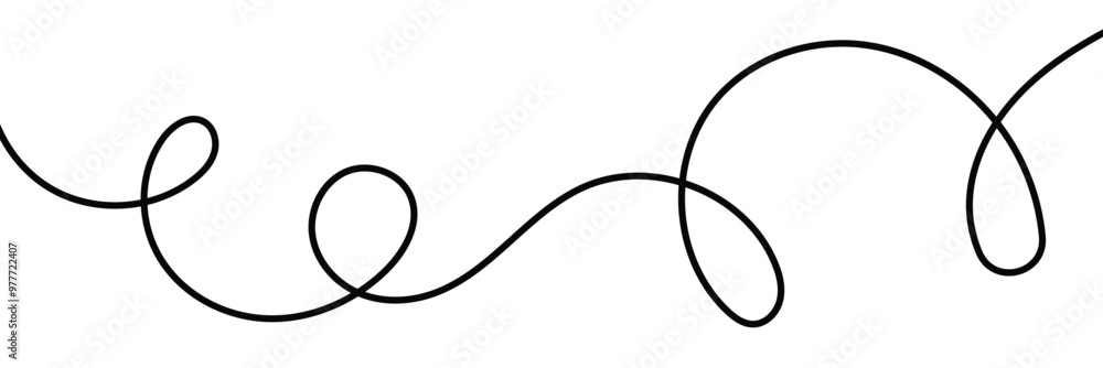 One continuous squiggle line. Curved single line. One continuous squiggle line. Curved single line.