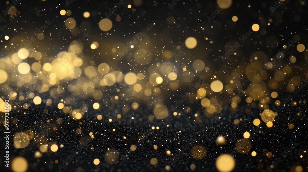 Black bokeh golden glitter, banner background for special day or month like the oscars, black friday, New Year, Decoration Day, or christmas Black bokeh golden glitter, banner background for special day or month like the oscars, black friday, New Year, Decoration Day, or christmas