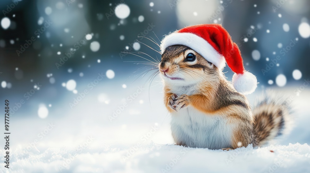 adorable chipmunk dressed as santa claus in snowy winter wonderland animal photography adorable chipmunk dressed as santa claus in snowy winter wonderland animal photography