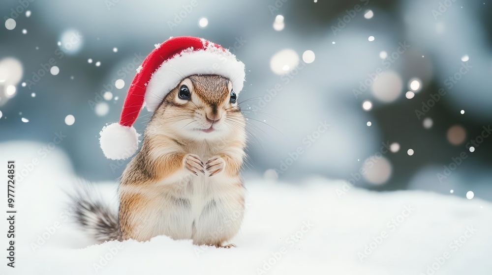 adorable chipmunk dressed as santa claus in snowy winter wonderland animal photography adorable chipmunk dressed as santa claus in snowy winter wonderland animal photography