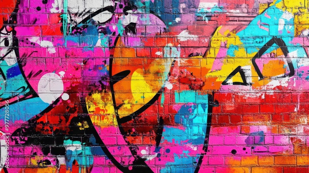 Obraz premium artistic pop art graffiti wall abstract background colorful urban street style digital illustration