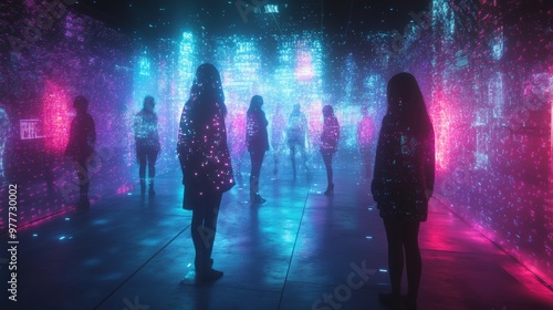 Wallpaper Mural Silhouettes in a Neon-Lit Room. Torontodigital.ca