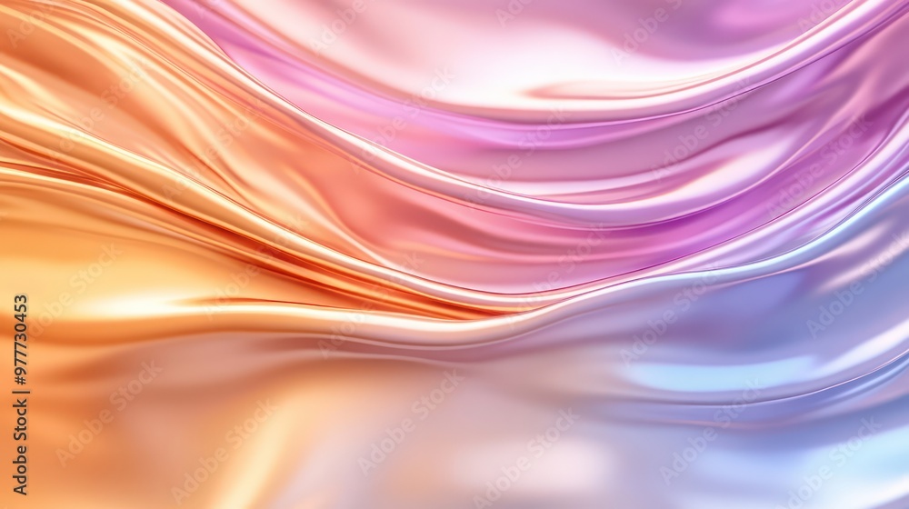 A colorful, flowing piece of fabric with a mix of orange, pink, and blue hues A colorful, flowing piece of fabric with a mix of orange, pink, and blue hues