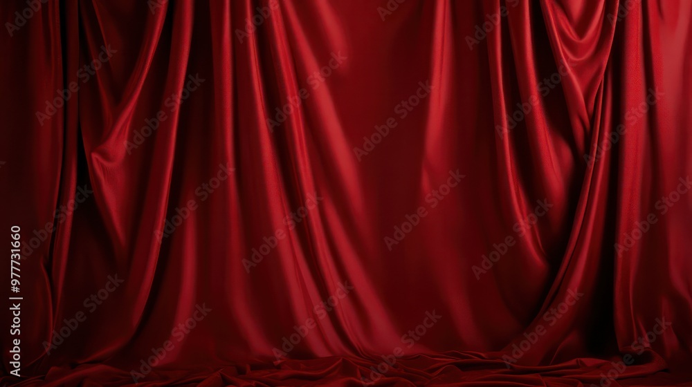 A red curtain hangs in front of a wall. The curtain is long and flowing, creating a sense of drama and anticipation. The red color of the curtain adds a bold and dramatic touch to the scene A red curtain hangs in front of a wall. The curtain is long and flowing, creating a sense of drama and anticipation. The red color of the curtain adds a bold and dramatic touch to the scene