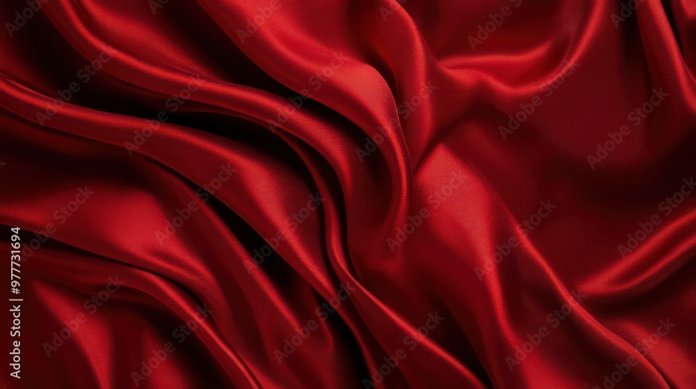 A red fabric with a wave pattern. The fabric is flowing and has a sense of movement A red fabric with a wave pattern. The fabric is flowing and has a sense of movement