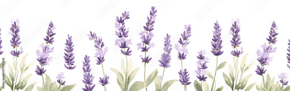 Beautiful lavender flower pattern with soft purples and greens, botanical style Beautiful lavender flower pattern with soft purples and greens, botanical style