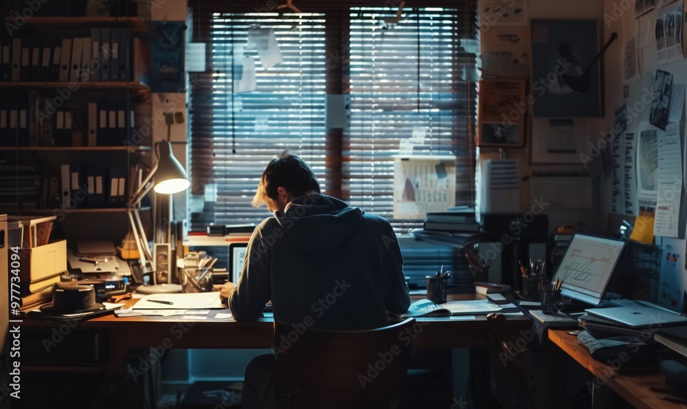 exhausted overworking person with pile and stack of paper documents and files, frustrated overworked man under stress and overload of paperwork exhausted overworking person with pile and stack of paper documents and files, frustrated overworked man under stress and overload of paperwork