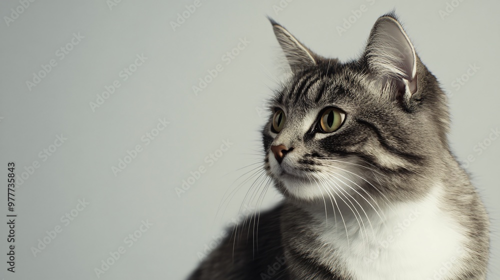 A realistic Foldex cat with distinct facial features and folded ears, sitting gracefully against a light solid color background A realistic Foldex cat with distinct facial features and folded ears, sitting gracefully against a light solid color background