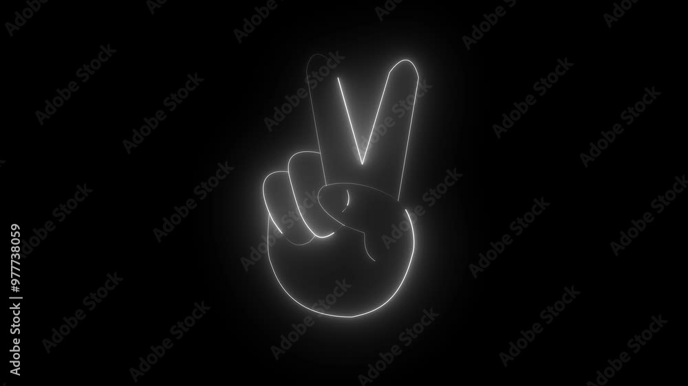 Rock gesture neon sign icon. Two number hand gesture neon light sign vector. Two number hand gesture sign on black background. Peace Neon Sign icon. Rock gesture neon sign icon. Two number hand gesture neon light sign vector. Two number hand gesture sign on black background. Peace Neon Sign icon.