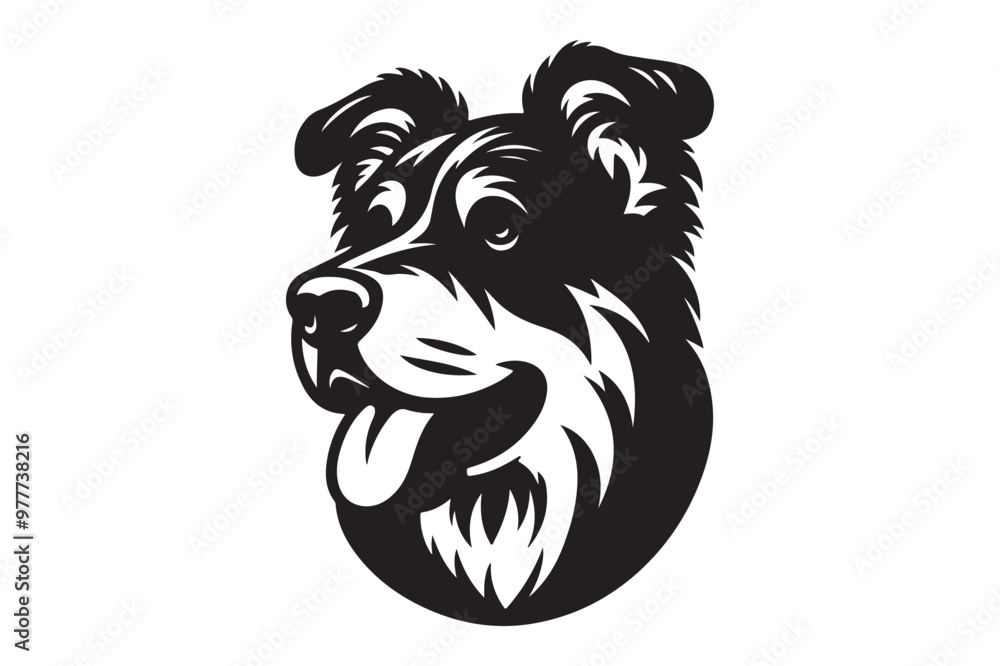 Fototapeta premium Dog head silhouette , vector and illustration
