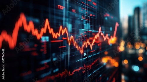 Dynamic stock market graph showcasing an upward trend with vibrant colors, symbolizing financial growth and analytics.