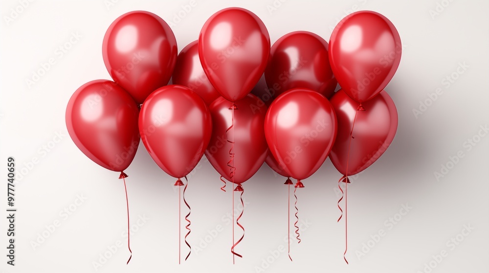 Red helium balloon. Birthday balloon flying for party and celebrations. Isolated on white background. Red helium balloon. Birthday balloon flying for party and celebrations. Isolated on white background.