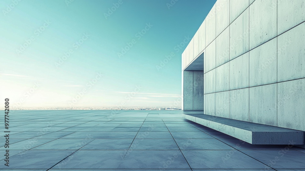 Obraz premium A minimalist photo of a sleek modern building, 50 keywords