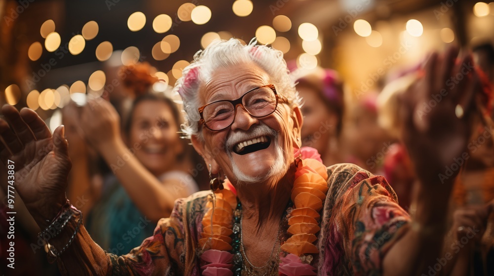 Smiley seniors dancing and having fun celebrating birthday in nursing home, elderly people enjoying a lively social activity gathering Smiley seniors dancing and having fun celebrating birthday in nursing home, elderly people enjoying a lively social activity gathering