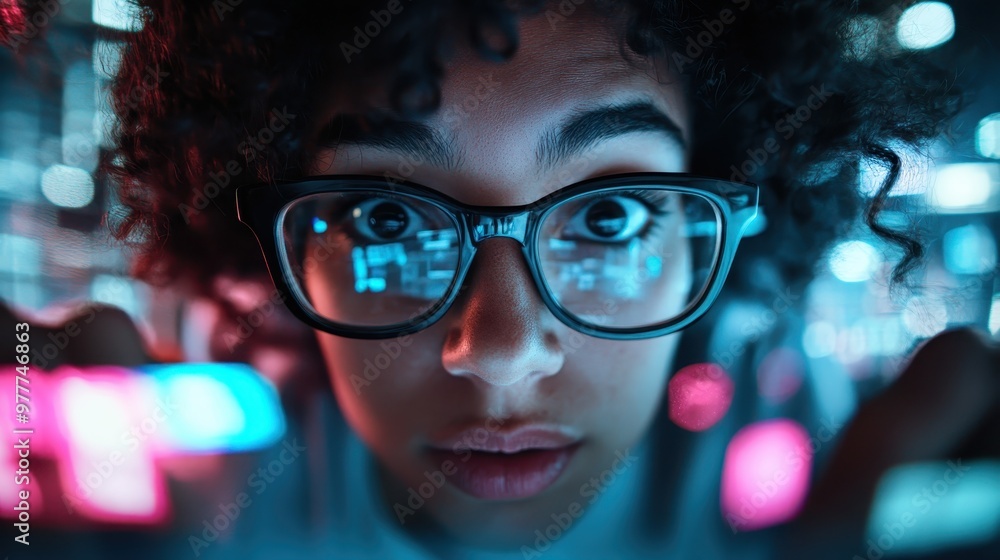 A close-up image looking through a pair of glasses, highlighting the blur of vibrant lights, blending realism with abstract art in a modern visual exploration. A close-up image looking through a pair of glasses, highlighting the blur of vibrant lights, blending realism with abstract art in a modern visual exploration.
