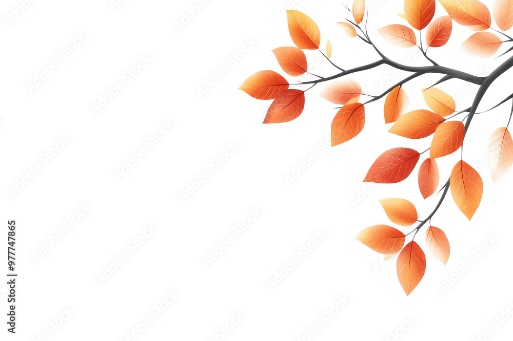 Autumn tree branch with brown and yellow leaves, Isolated PNG with Transparent Background Autumn tree branch with brown and yellow leaves, Isolated PNG with Transparent Background