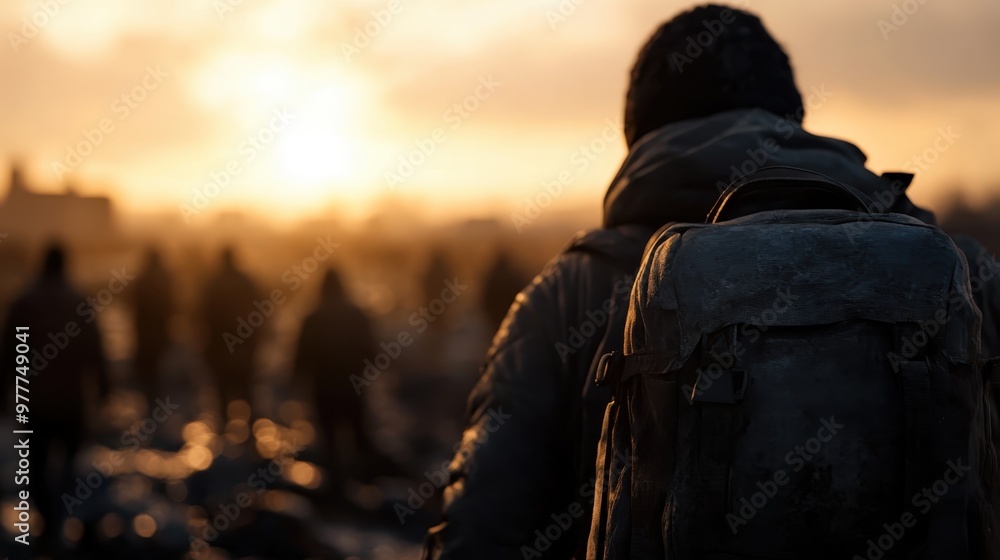 A lone figure with a weathered backpack walks through a desolate, post-apocalyptic landscape under a dramatically lit sky, symbolizing survival and isolation. A lone figure with a weathered backpack walks through a desolate, post-apocalyptic landscape under a dramatically lit sky, symbolizing survival and isolation.
