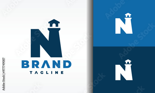 letter N lighthouse logo