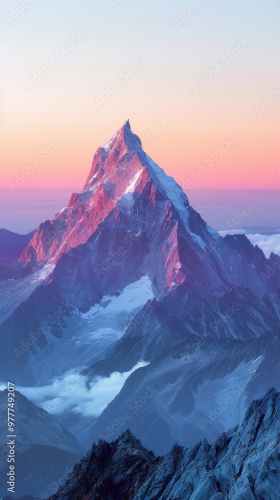 Mountains with a pink sky , vertical background Mountains with a pink sky , vertical background