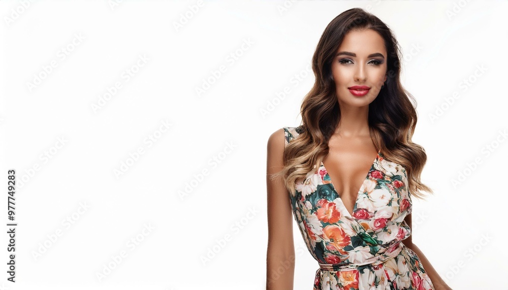 beautiful young woman in floral dress, AI generated beautiful young woman in floral dress, AI generated
