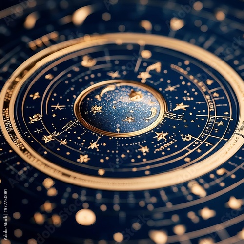 Wallpaper Mural Astrological symbols inscribed on a lunar calendar, celestial timekeeping concept Torontodigital.ca