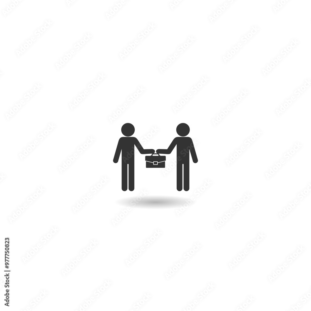 Businessman man with briefcase icon with shadow Businessman man with briefcase icon with shadow