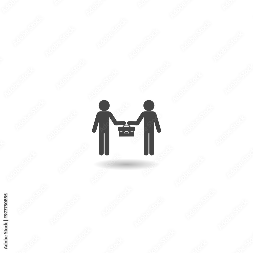Businessman man with briefcase icon with shadow Businessman man with briefcase icon with shadow