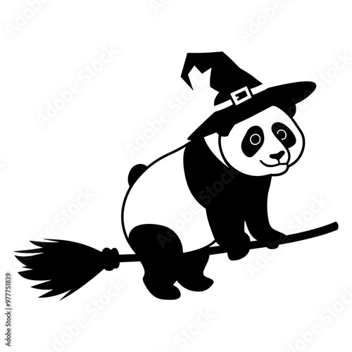 Witch Panda on Broomstick