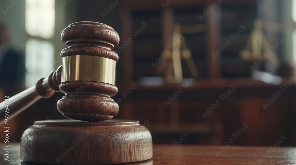 closeup of wooden gavel on judges desk in courtroom symbolizing justice legal decisions and court trials law and order concept closeup of wooden gavel on judges desk in courtroom symbolizing justice legal decisions and court trials law and order concept